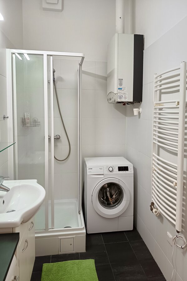 Shower, washing machine, towel heating
