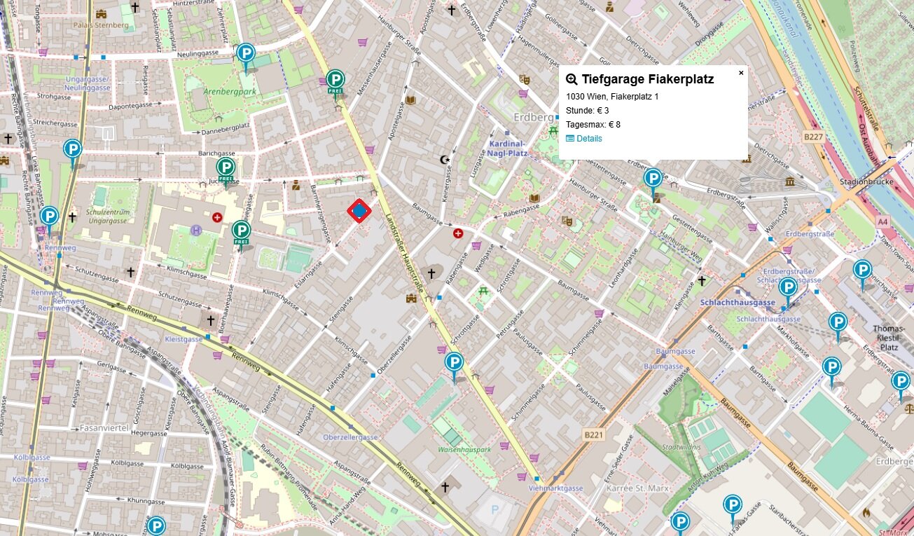 Map of view parking garages