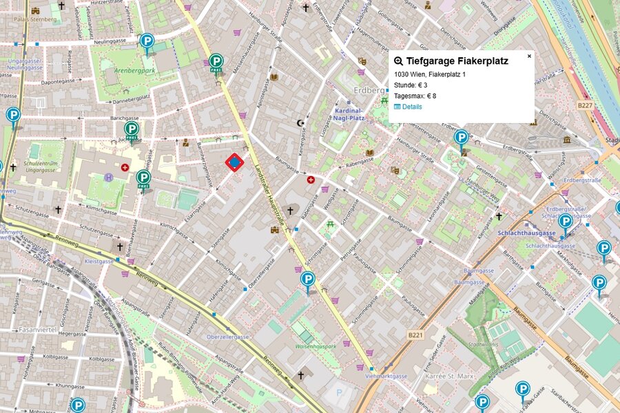 Map of view parking garages