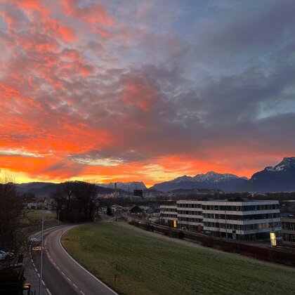 Aussicht vom Balkon in Richtung Festung Salzburg | © Gabriele Möbius