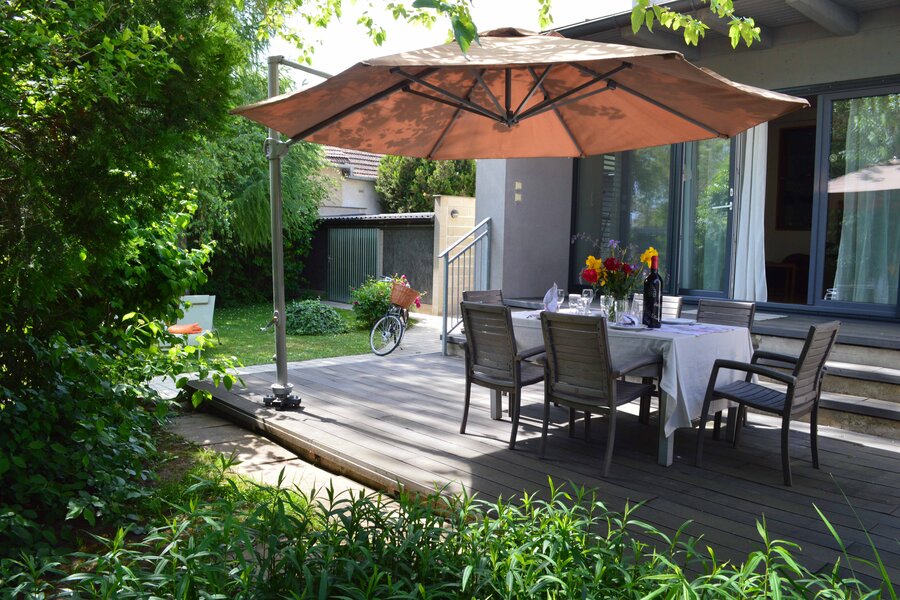 terrace with umbrella