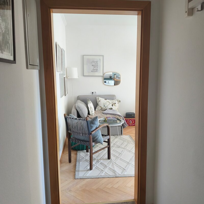 View from the hallway into the room Kitchen-living room 