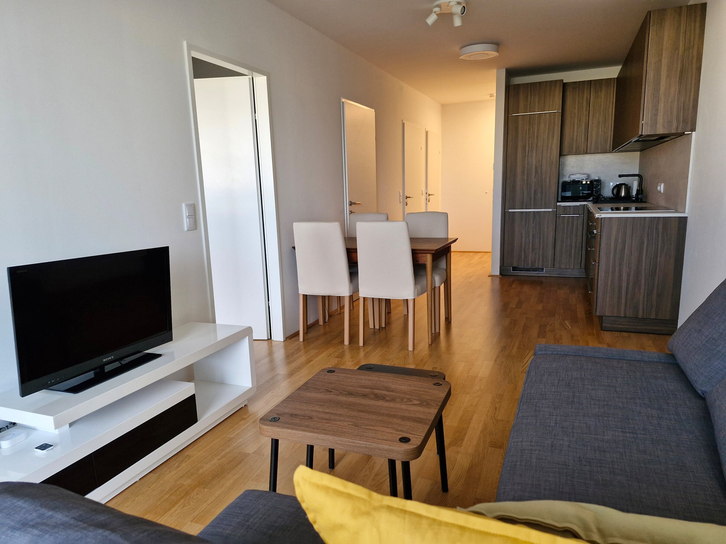 Bright living & kitchen area: 2-room apartment for short-term rental & temporary housing for 1 to 6 months in Vienna