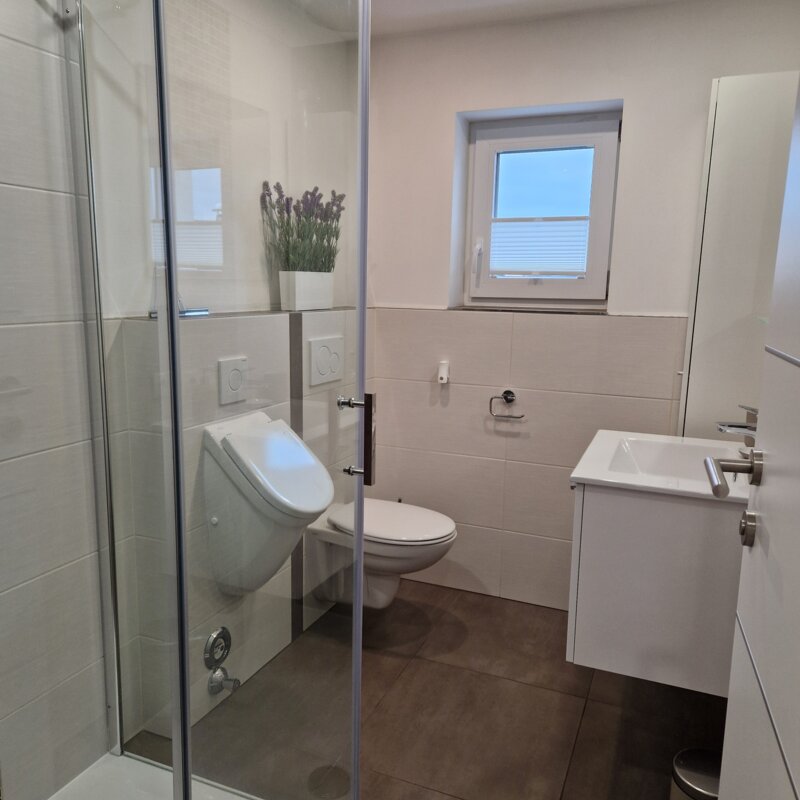 Bath with Shower, Toilette and Pissoir