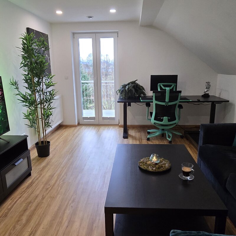 Living Rooim with Couch and homeoffice place