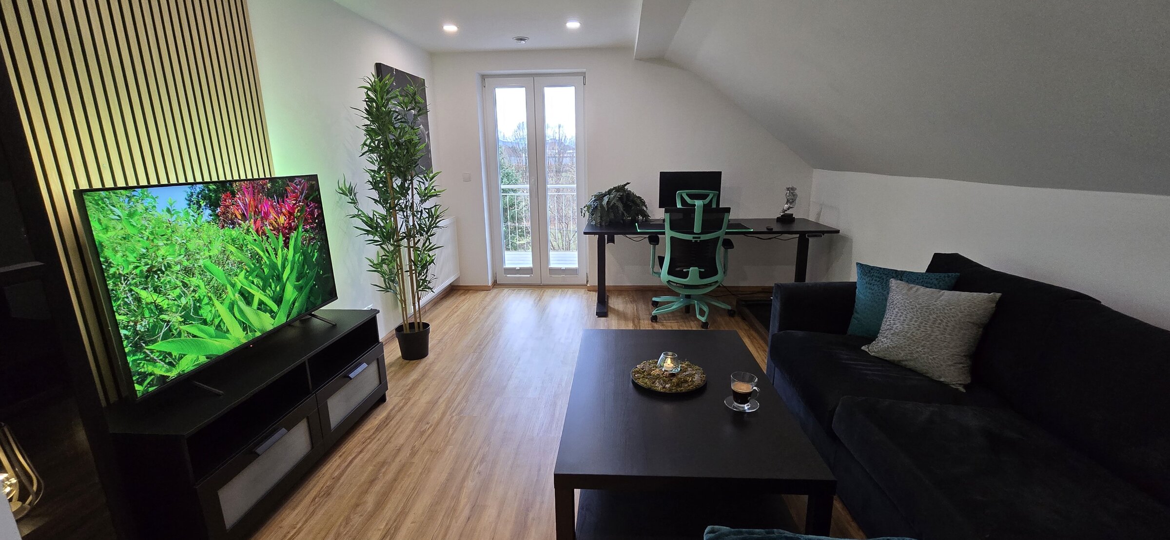 Living Rooim with Couch and homeoffice place