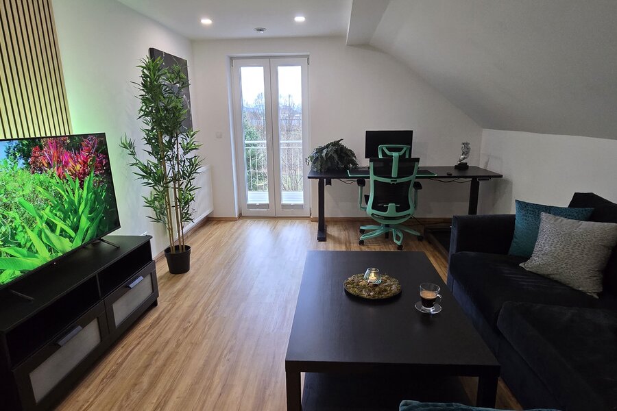 Living Rooim with Couch and homeoffice place