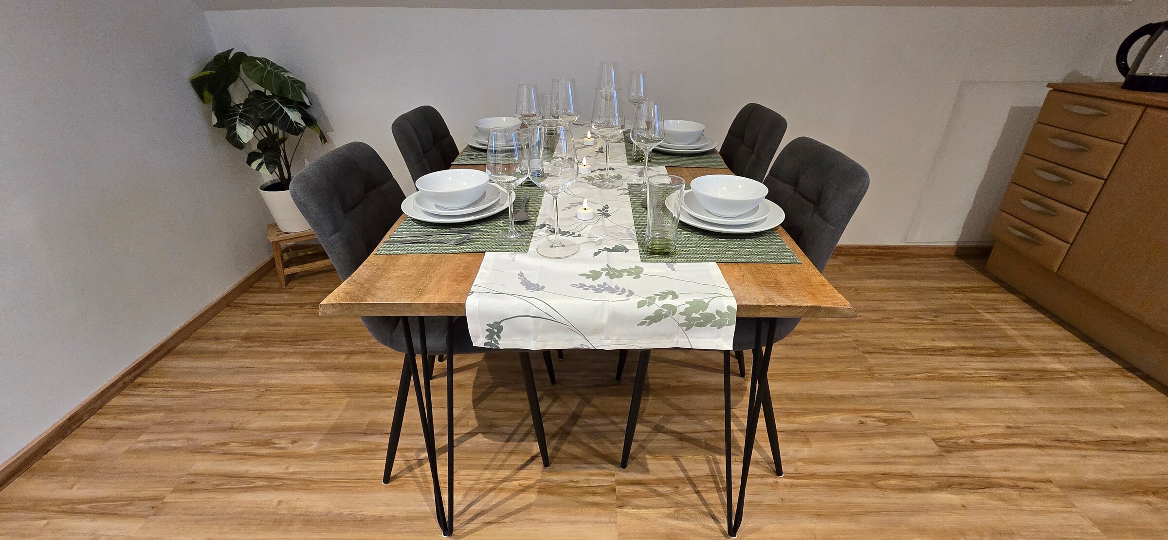 Solid wood dining table with 4 chairs