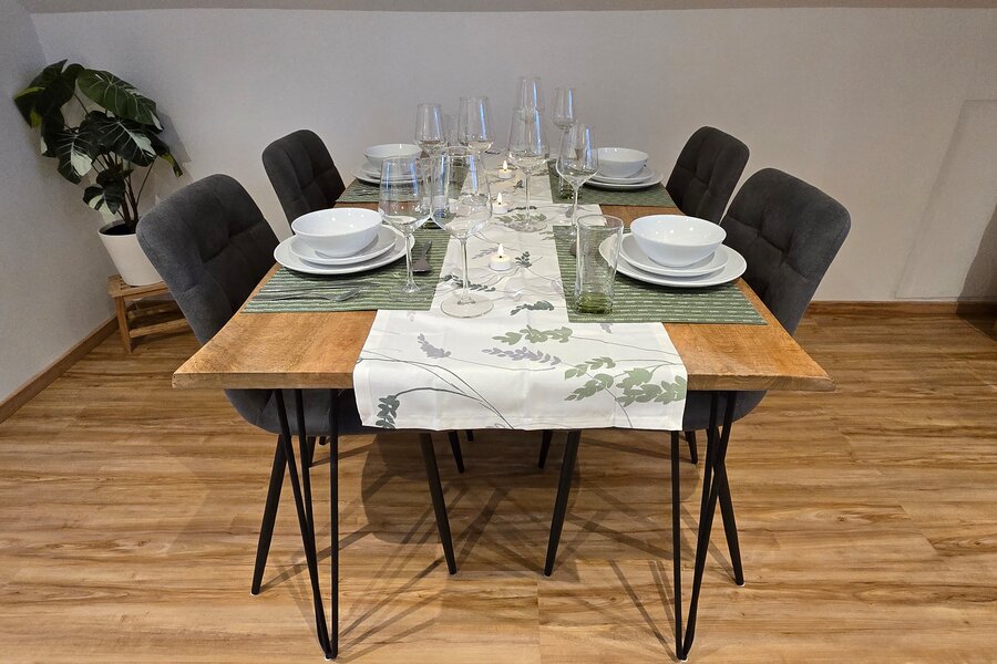 Solid wood dining table with 4 chairs