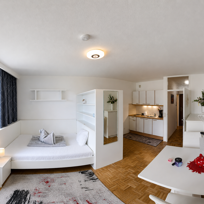 Helles 1-Zimmer Apartment mit Küchenzeile & Schlafbereich – Kurzzeitmiete & Wohnen auf Zeit für 1 bis 6 Monate in Innsbruck
