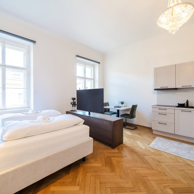 Möbliertes 1-Zimmer Apartment mit Küchenzeile & Parkettboden – Kurzzeitmiete & Wohnen auf Zeit für 1 bis 6 Monate in Graz