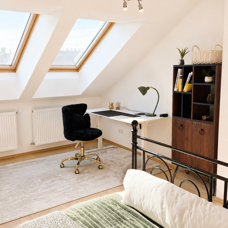 Work area with electrically height-adjustable desk | © Privat
