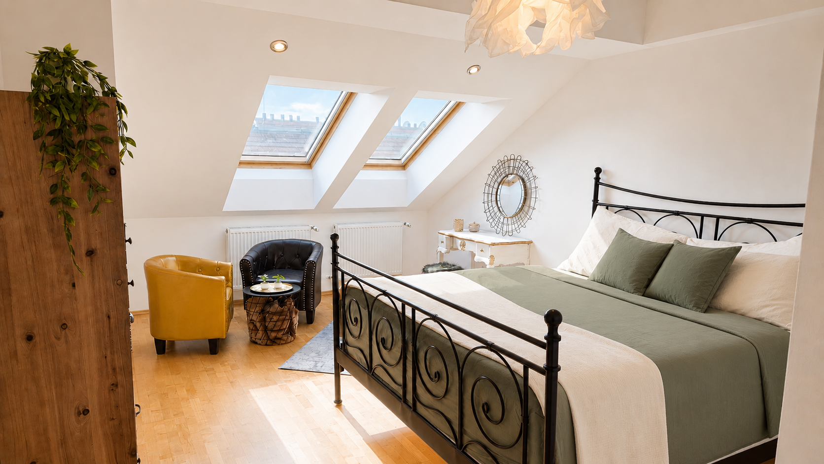 Stylish master suite with a comfortable sitting area | © Privat