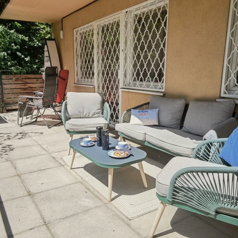 Patio with gas grill