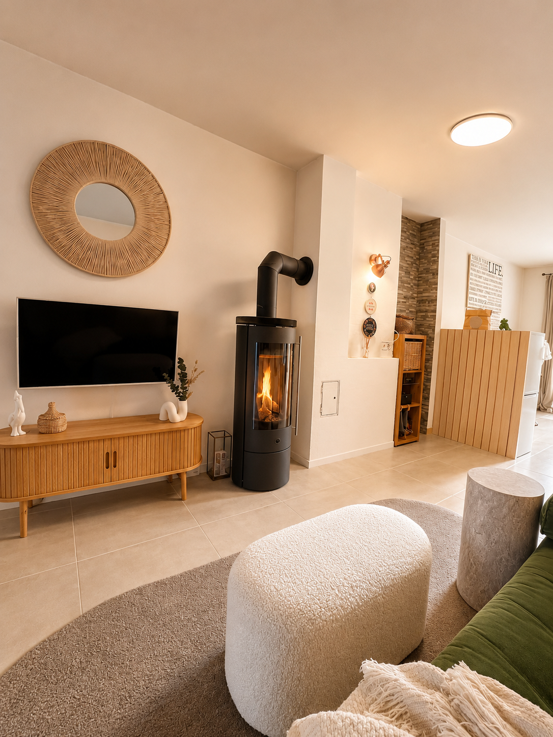 Wohnzimmer mit Schwedenofen | © Raider
