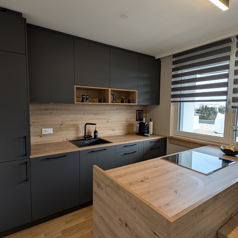 Moderne Küche mit Kochinsel – 2-Zimmer Wohnung zur Kurzzeitmiete & Wohnen auf Zeit für 1 bis 6 Monate in Wien