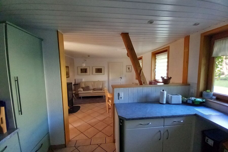 Blick von Küche in Wohnbereich