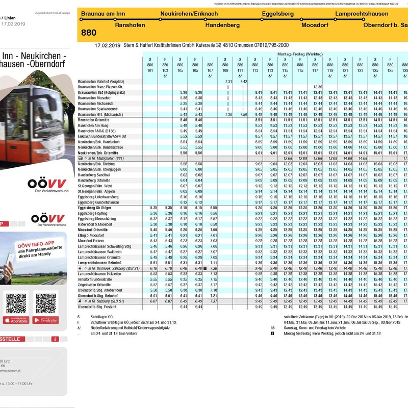 Fahrplan Linie 880