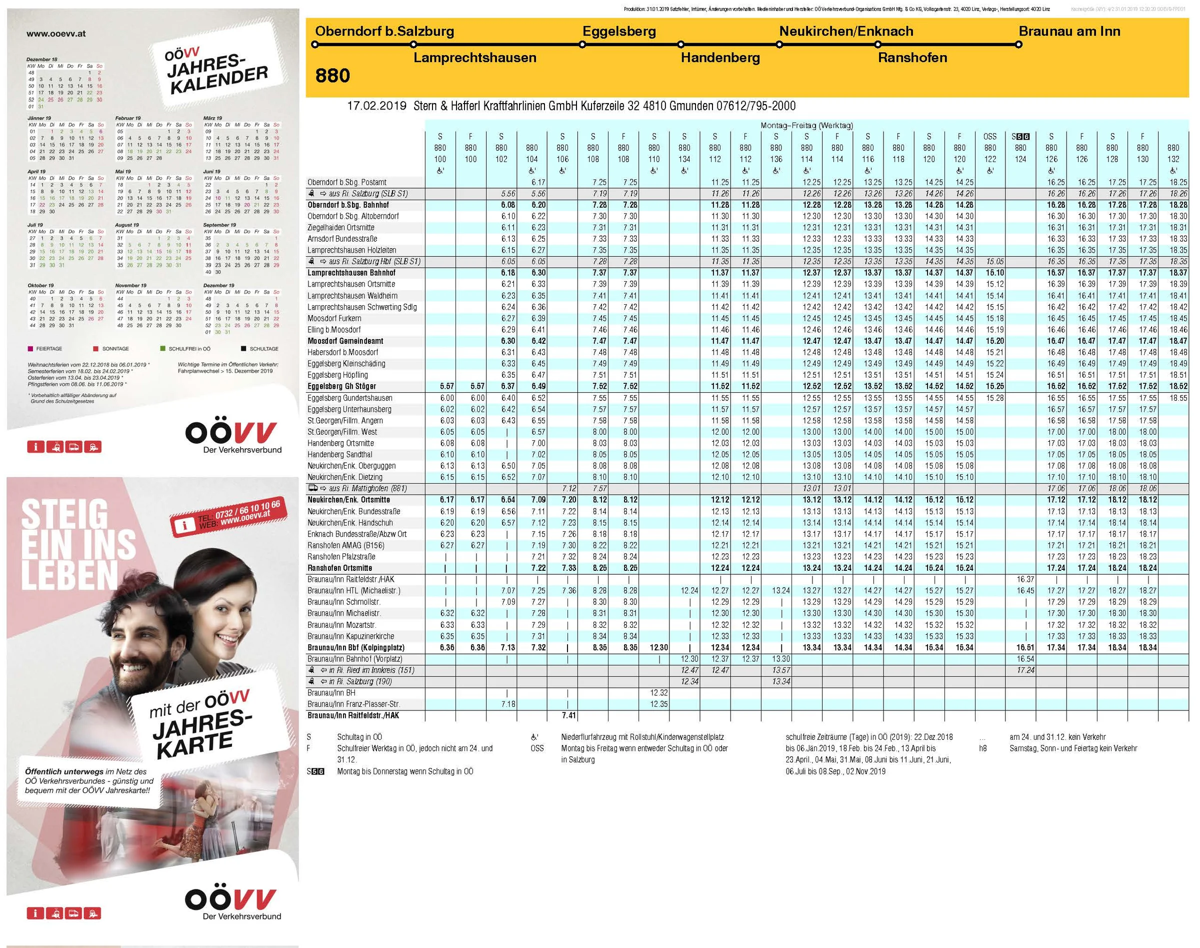 Fahrplan Linie 880 Richtung Braunau