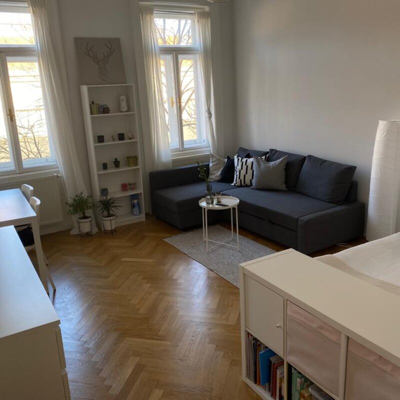 Helle 1-Zimmer Wohnung mit Parkett & Sofa – Kurzzeitmiete Wien, Wohnen auf Zeit für 1 bis 6 Monate