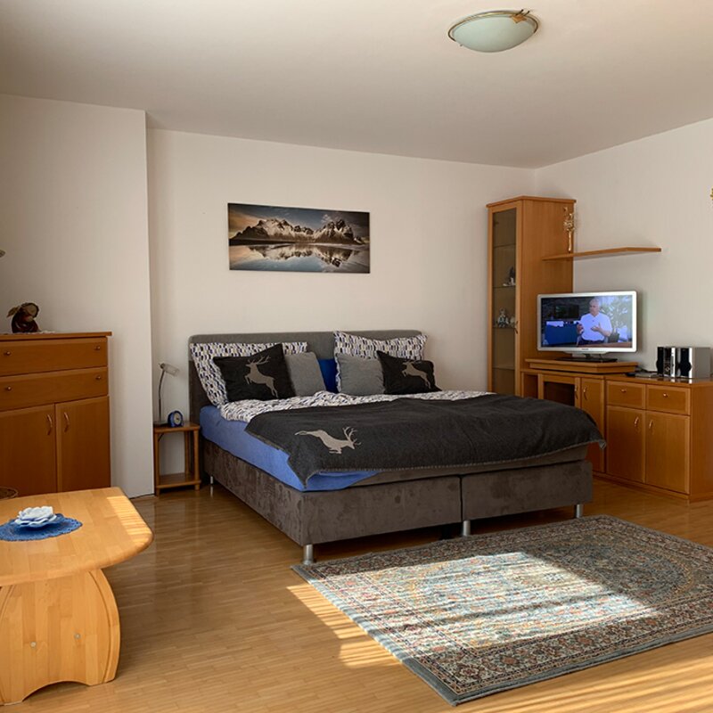 Furnished studio apartment with double bed & TV – short-term rental Innsbruck, temporary housing for 1 to 6 months