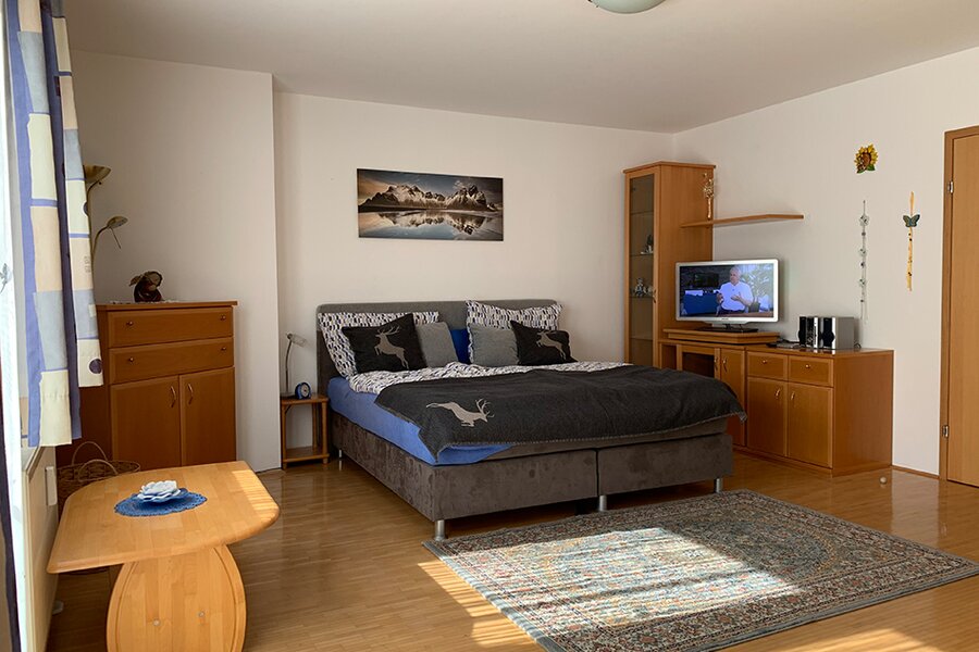 Furnished studio apartment with double bed & TV – short-term rental Innsbruck, temporary housing for 1 to 6 months