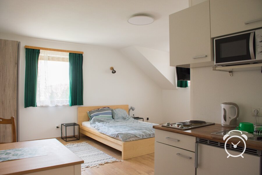 Helles Zimmer mit Bett & Küchenzeile – möbliertes Zimmer zur Kurzzeitmiete & Wohnen auf Zeit für 1 bis 6 Monate in St. Georgen