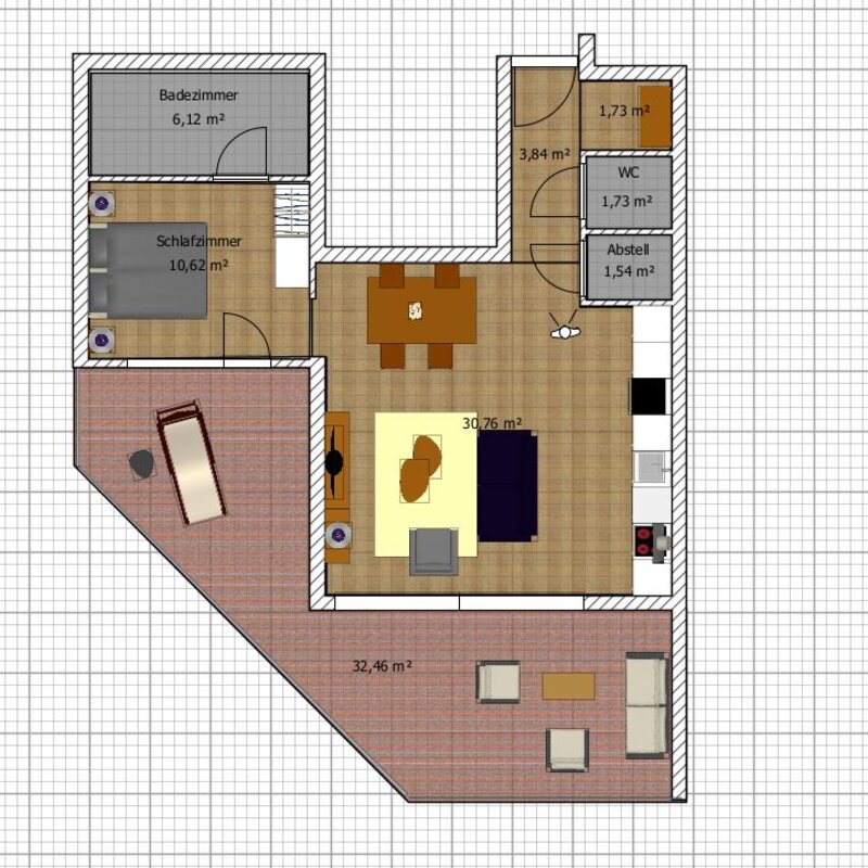 Wohnungsplan der Wohnung | © PSG