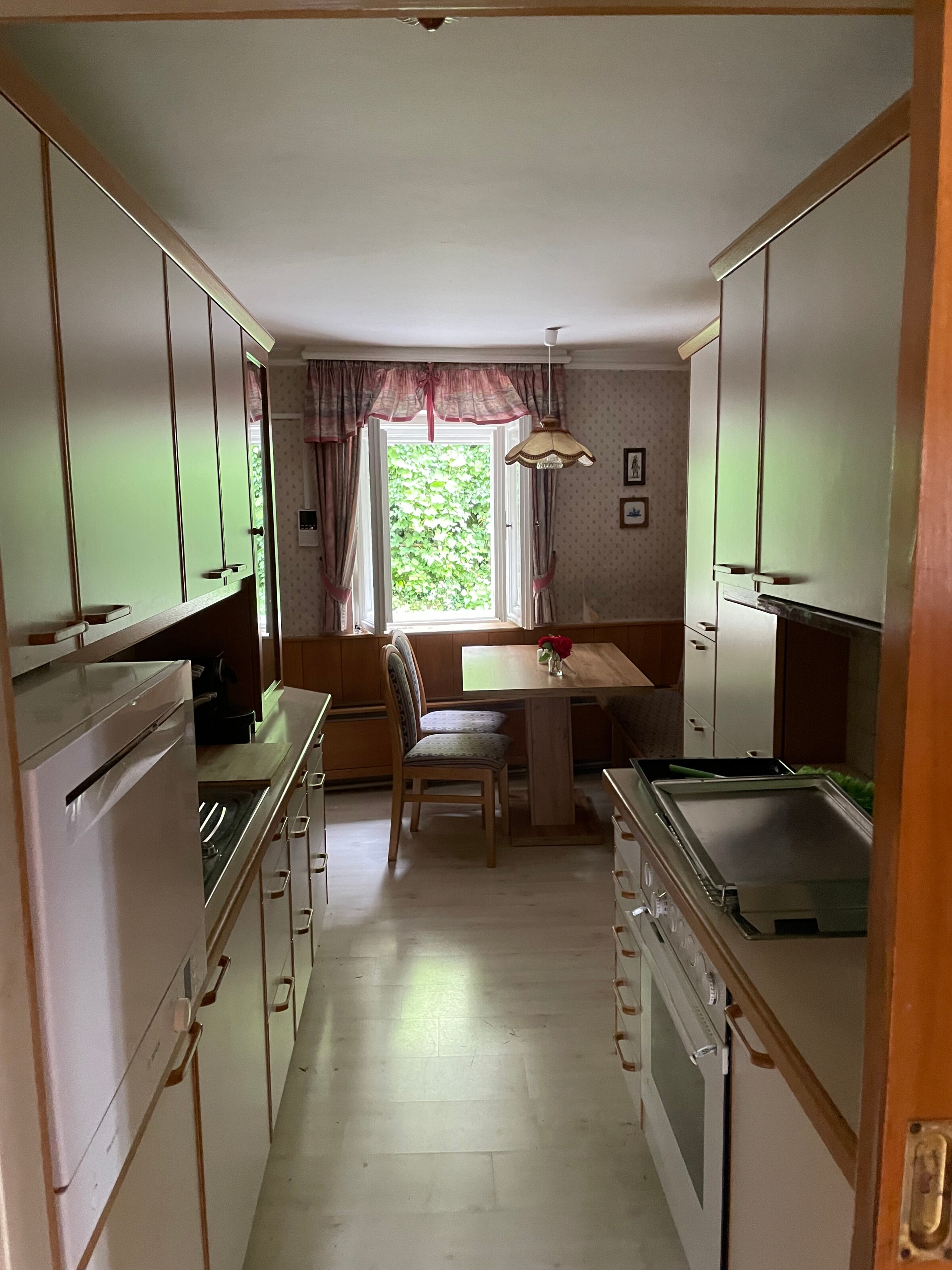 with breakfast table