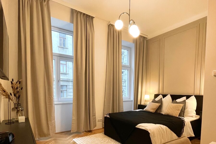 Elegantes 1-Zimmer Apartment mit Parkettboden & modernem Design – Kurzzeitmiete & Wohnen auf Zeit in Wien, 1 bis 6 Monate.
