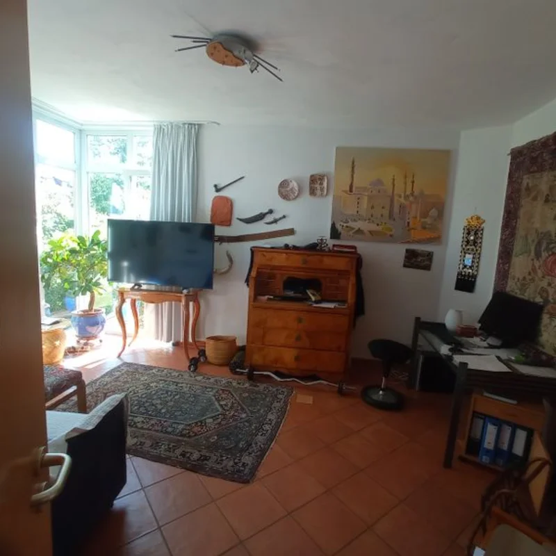 mit Schlafsofa und viel Licht