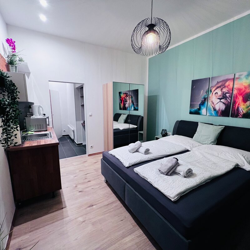Modern 1-room apartment with double bed & kitchenette – short-term rental Vienna, temporary housing for 1 to 6 months